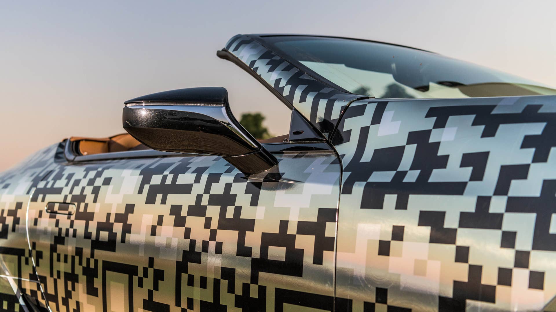 Lexus LC Convertible prototype in silver camouflage