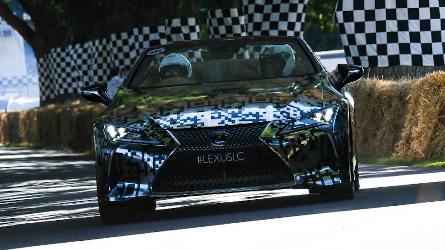 Lexus LC Convertible prototype in silver camouflage
