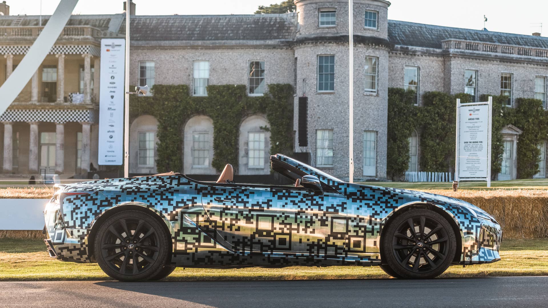 Lexus LC Convertible prototype in silver camouflage
