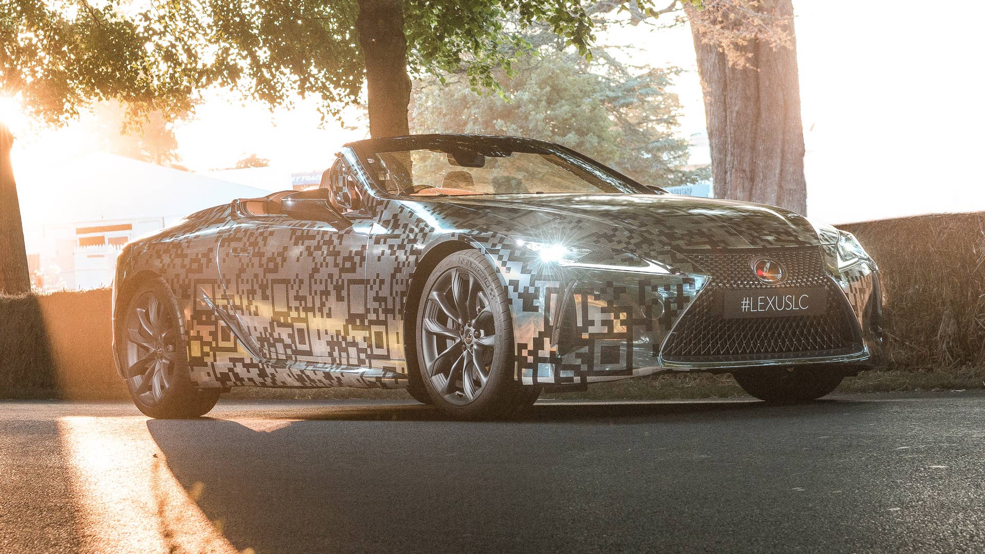 Lexus LC Convertible prototype in silver camouflage