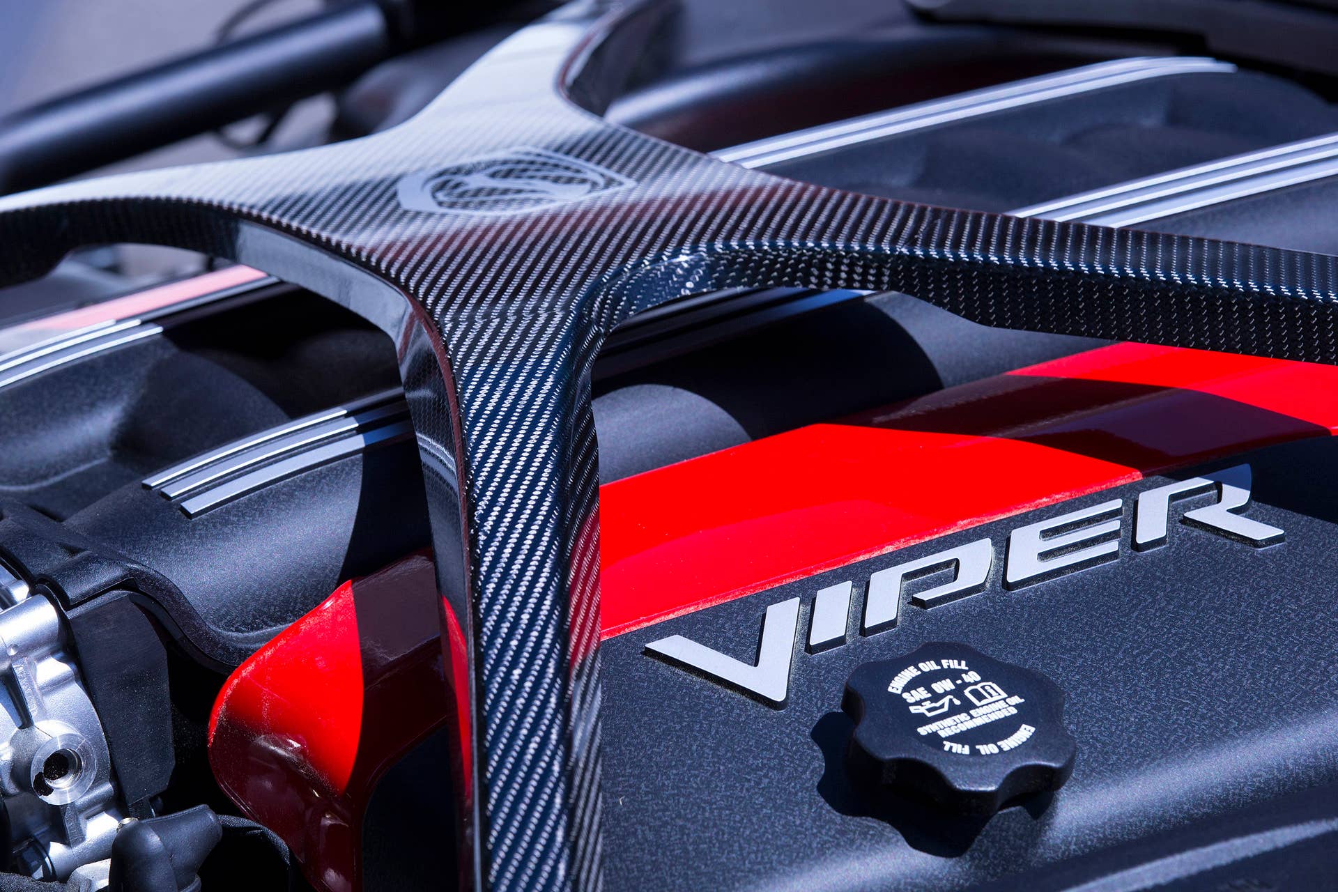 carbon fiber strut engine viper dodge
