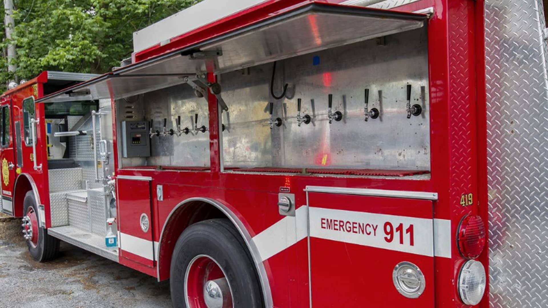 This firetruck was flipped into a mobile bar.