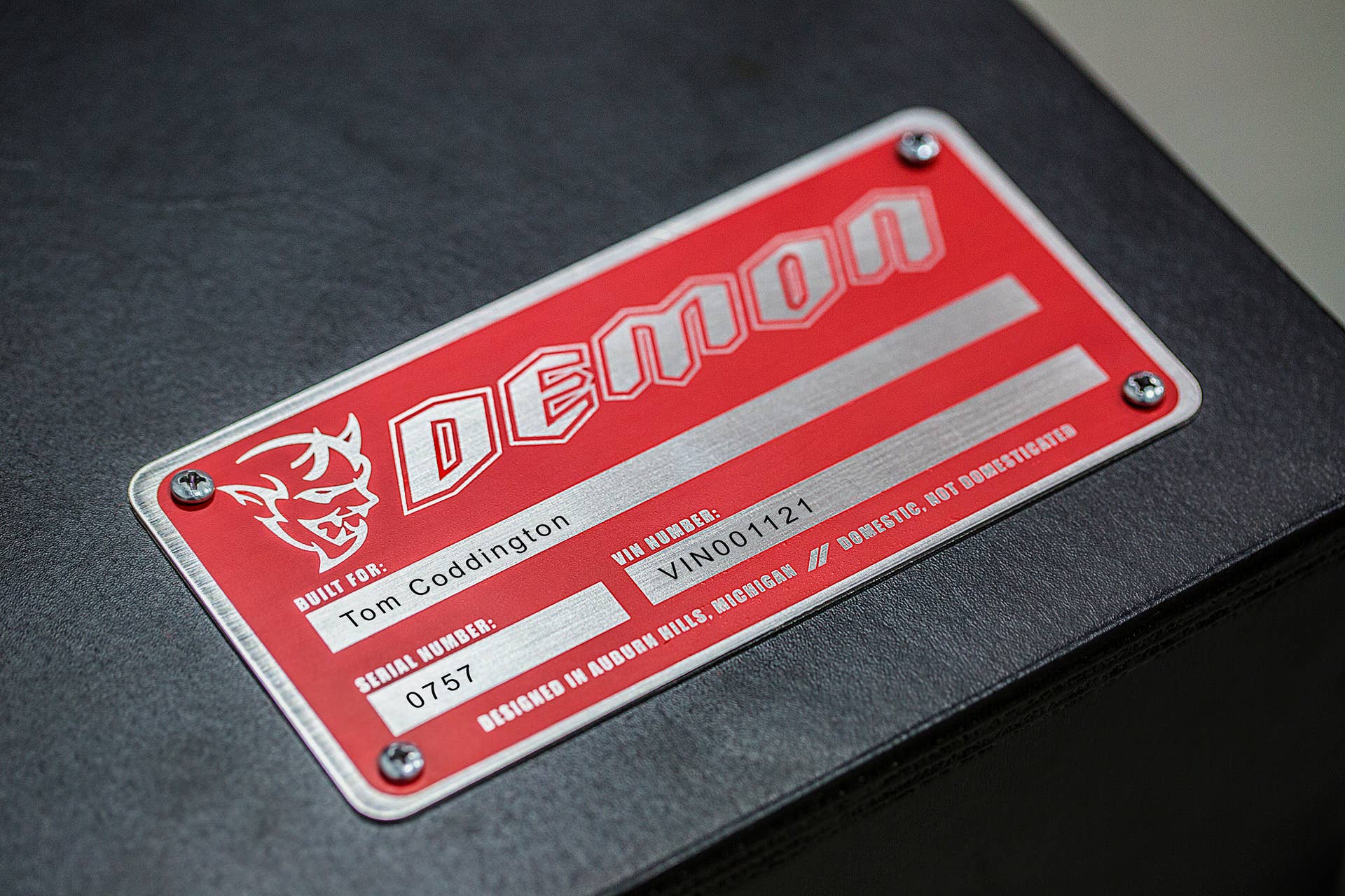 Each Demon Crate is personalized for its owner with a serialized name plate.