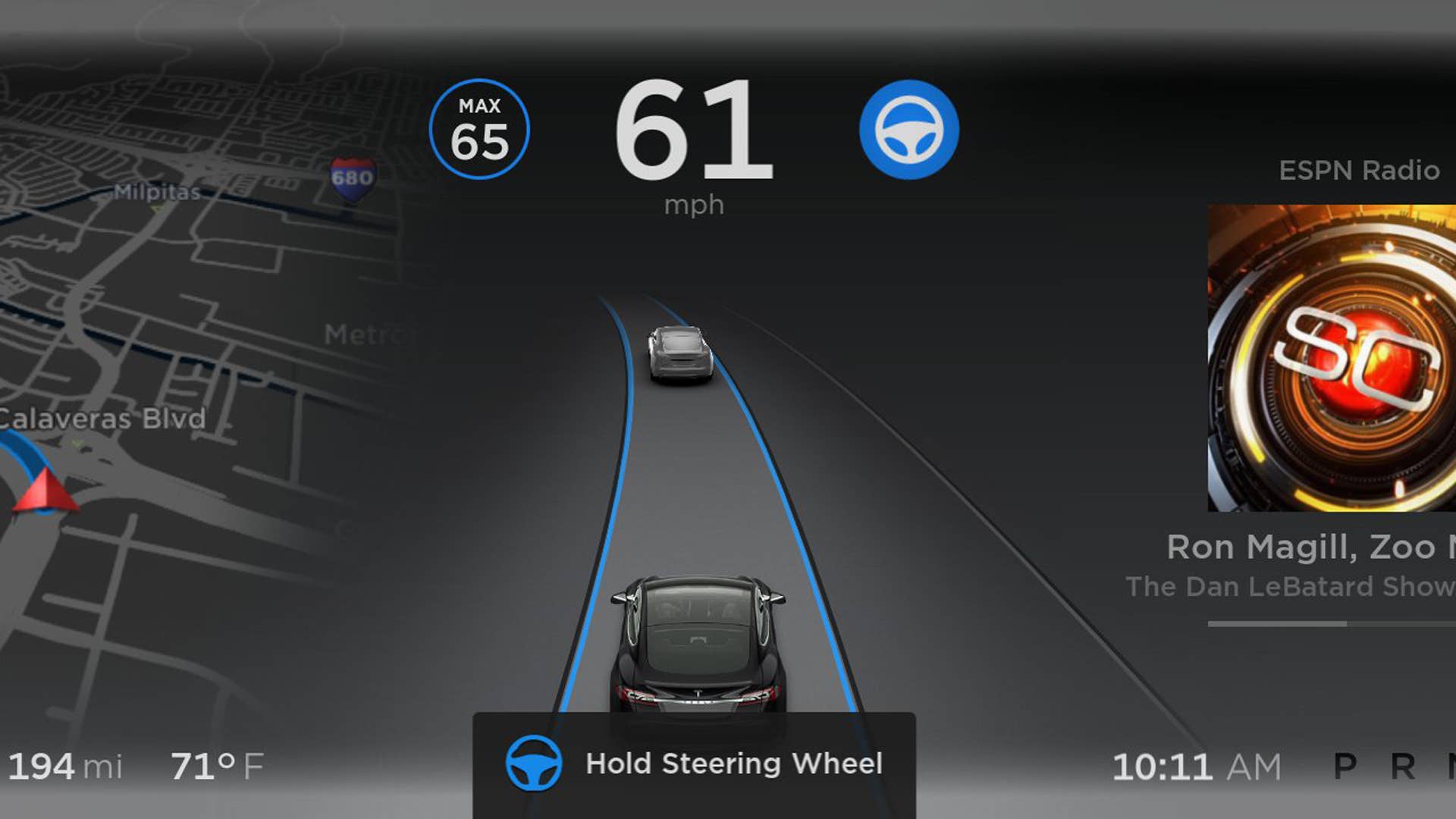 Tesla autonomous dashboard