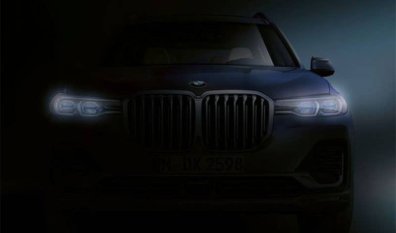 BMW teases the front fascia of the X7 SUV, which should be revealed in mid-October.