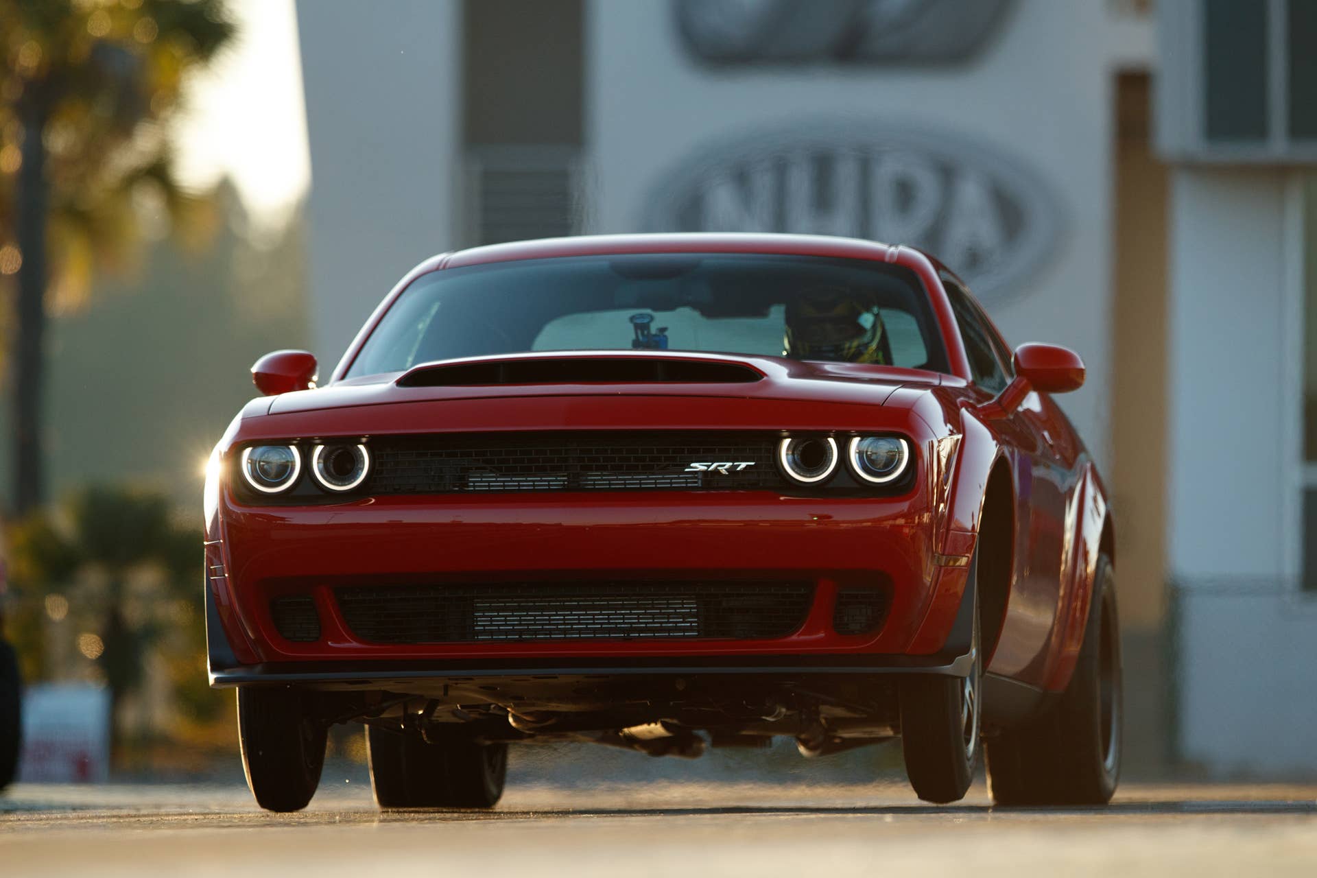 The 2018 Dodge Challenger SRT Demon is the worldâs first production car to lift the front wheels at launch. It set the world record for longest wheelie from a standing start by a production car at 2.92 feet, certified by Guinness World Records.