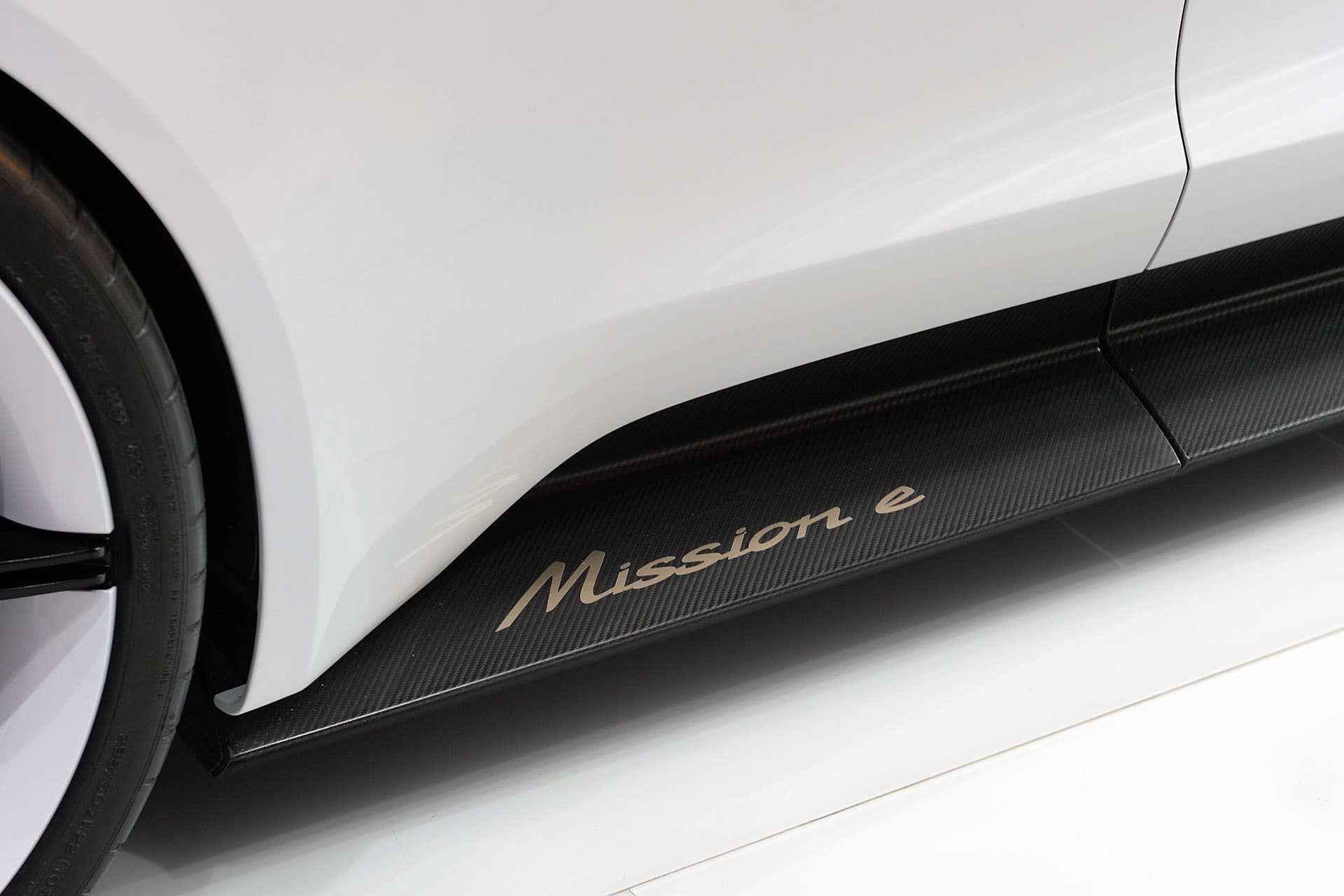 The Porsche Mission E concept, showed off at the 2015 Frankfurt Motor Show, carbon fiber running boards.