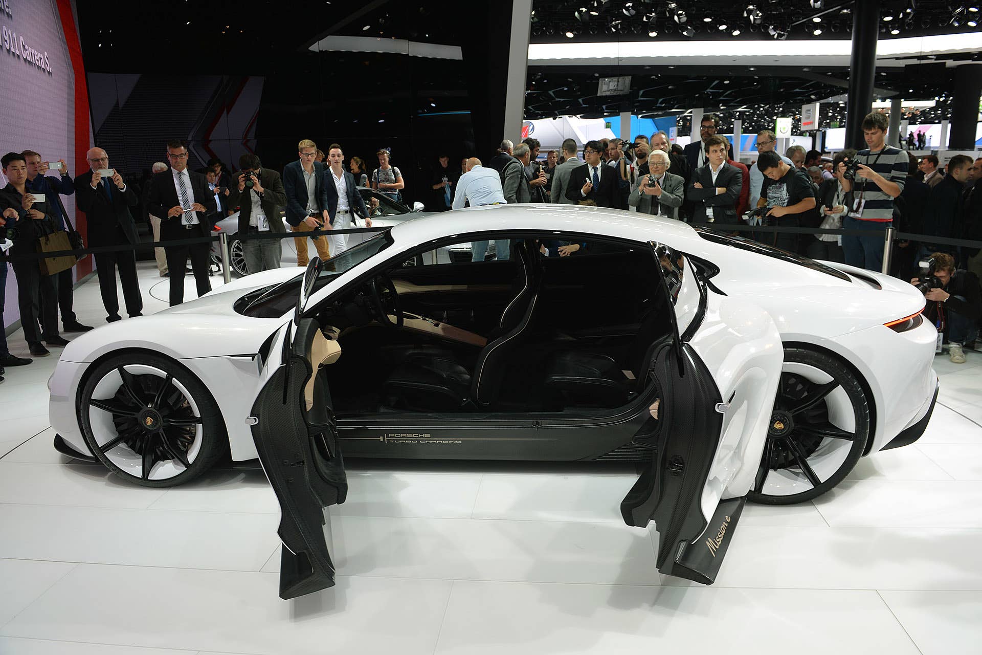 The Porsche Mission E concept, showed off at the 2015 Frankfurt Motor Show, interior.