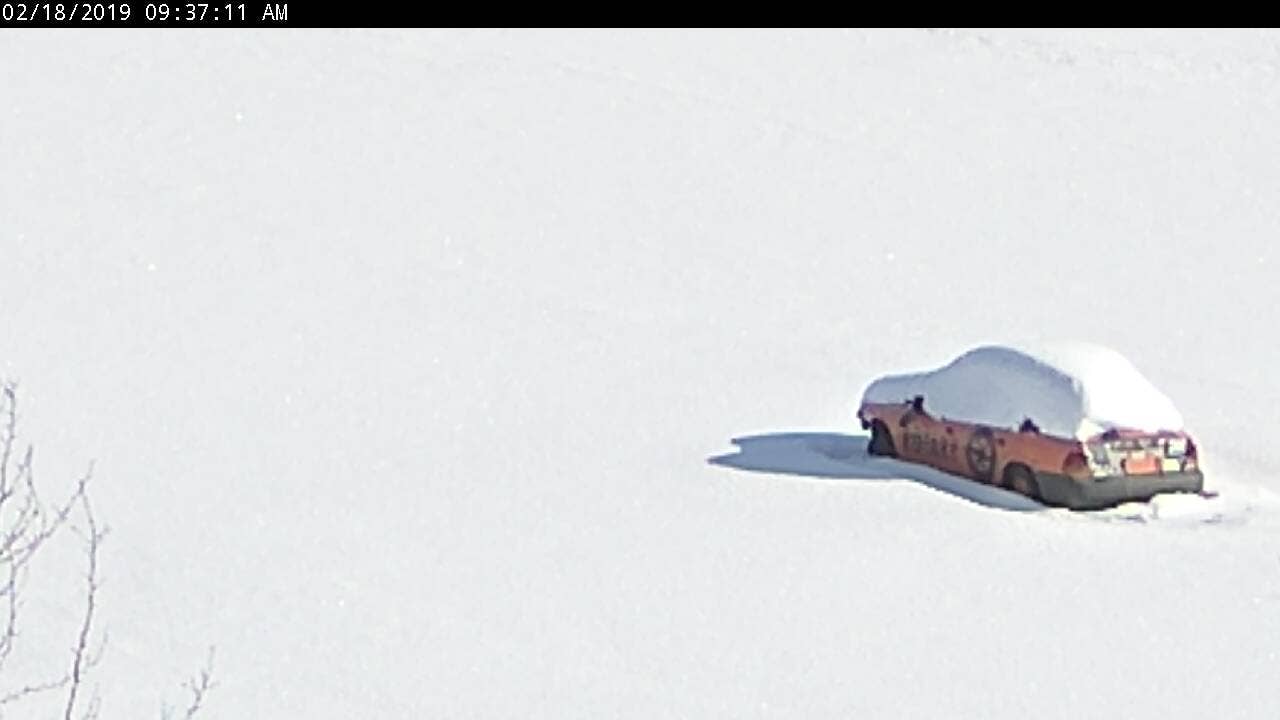 A Rotary club in Michigan's Upper Peninsula invites you to guess when this car will fall through the ice.