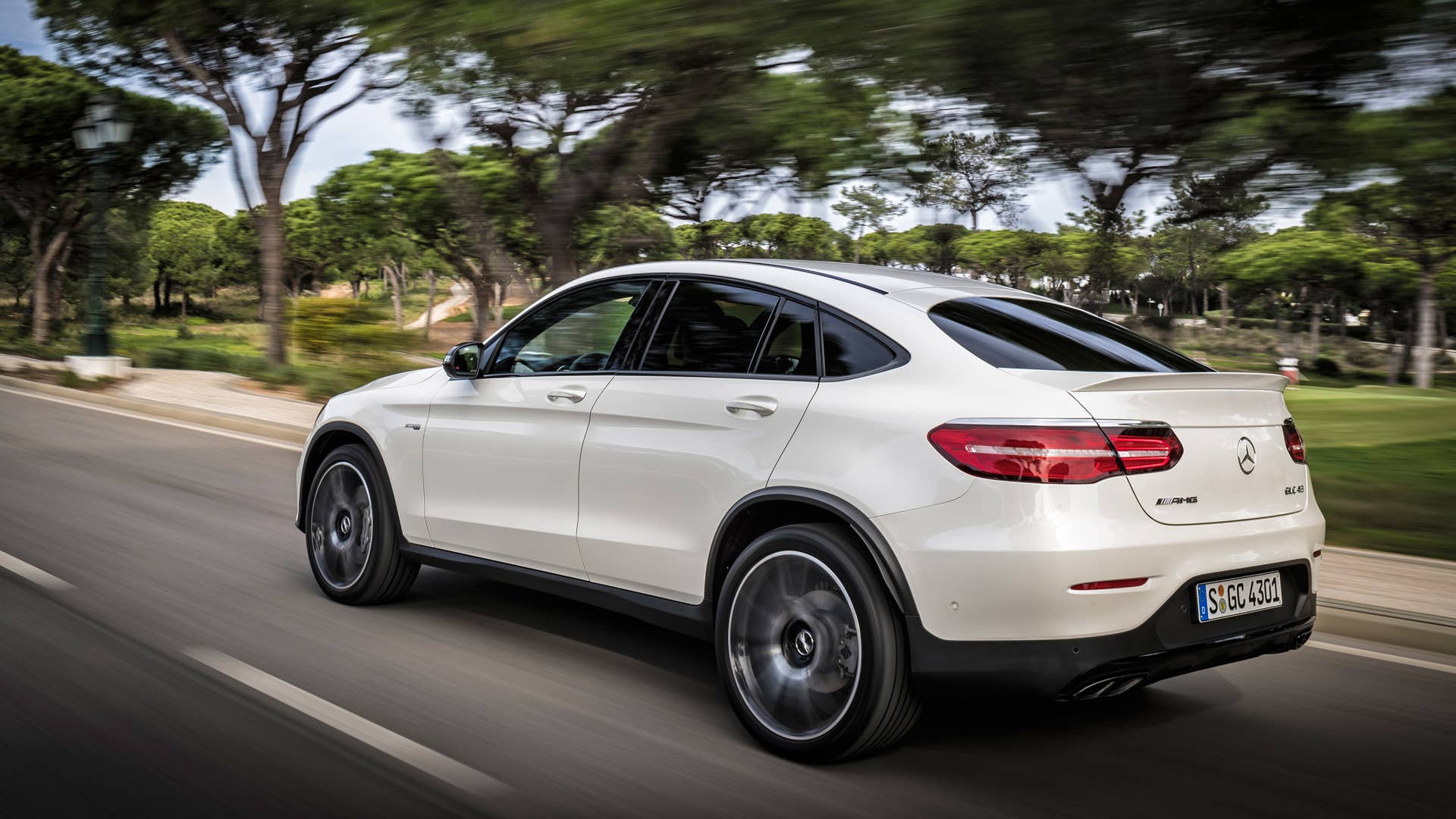 2017 Mercedes-AMG GLC43 rear three-quarter