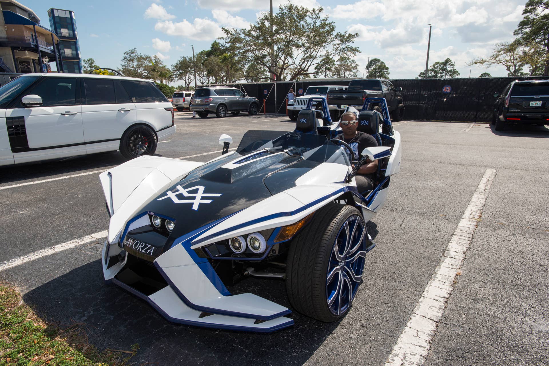 New York Mets left fielder Yoenis Cespedes (52) arives in supercar at the New York Mets Spring Training 2017, in Port St Lucie, FL. Monday February 20, 2017. (Photo by Howard Simmons/NY Daily News via Getty Images)