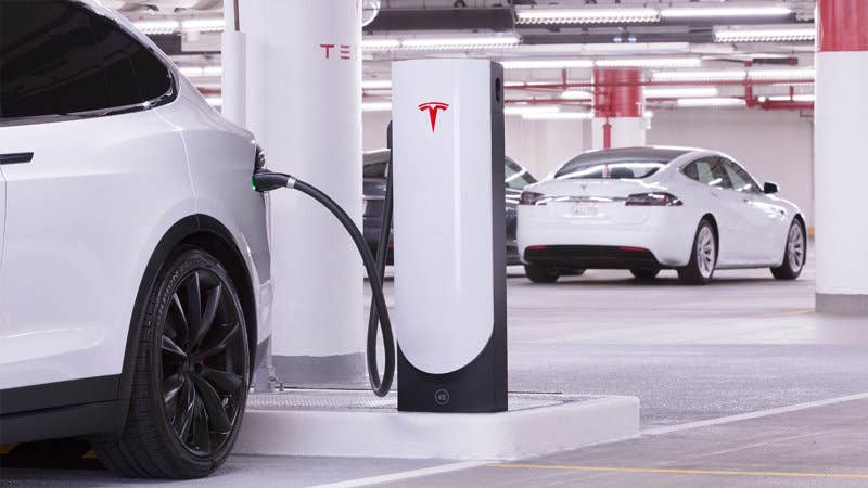 Tesla at a Supercharger