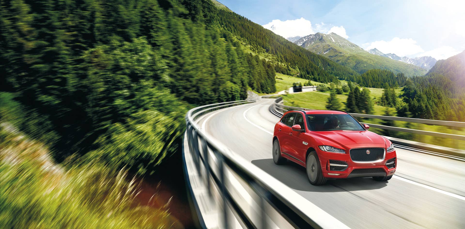 f-pace jaguar 2017 bridge action speed mountain