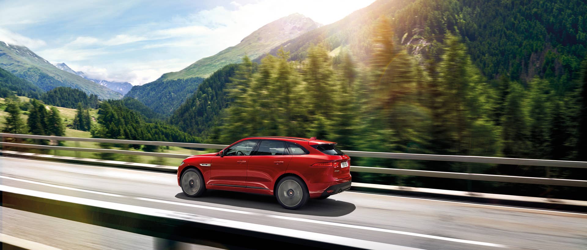 2017 f-pace jaguar cuv crossover bridge sun mountain
