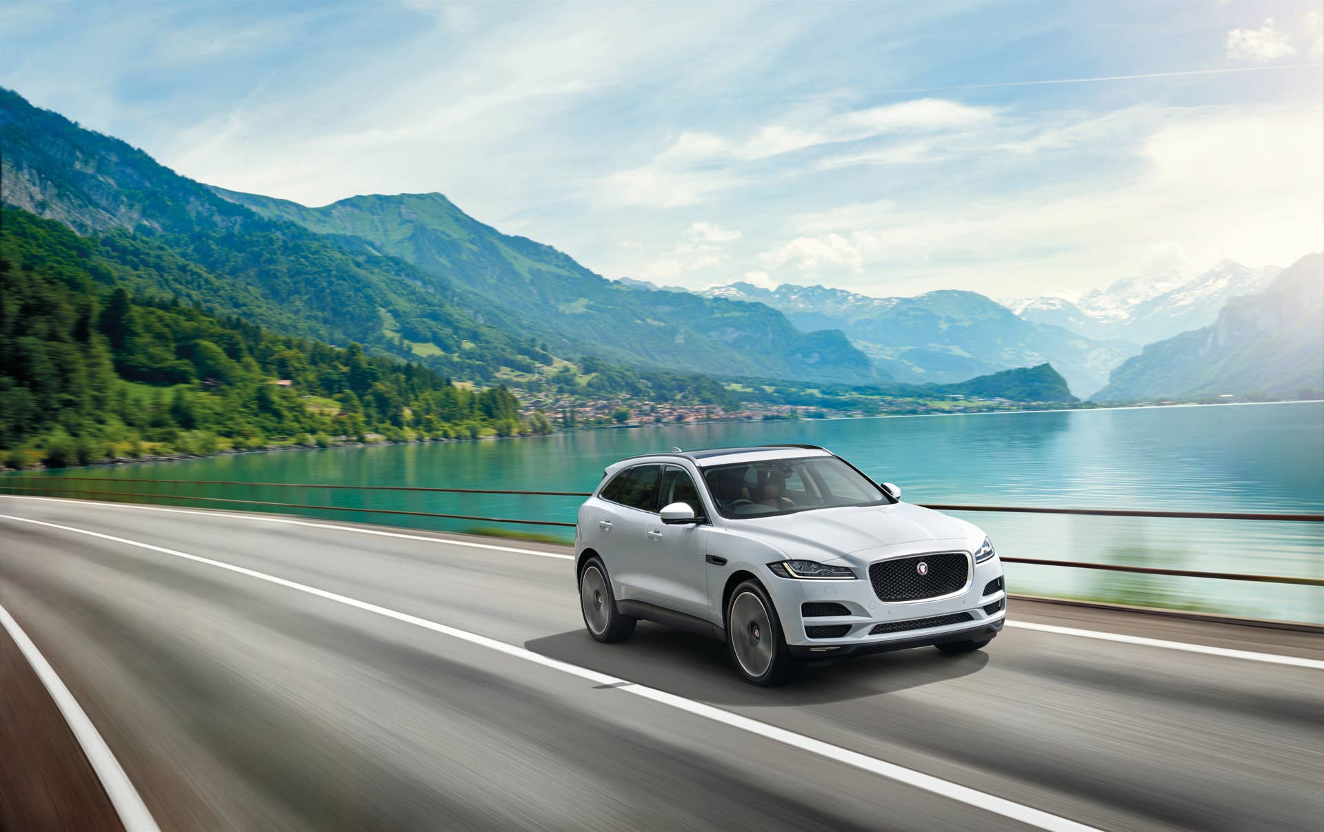 f-pace jaguar lake mountain speed action