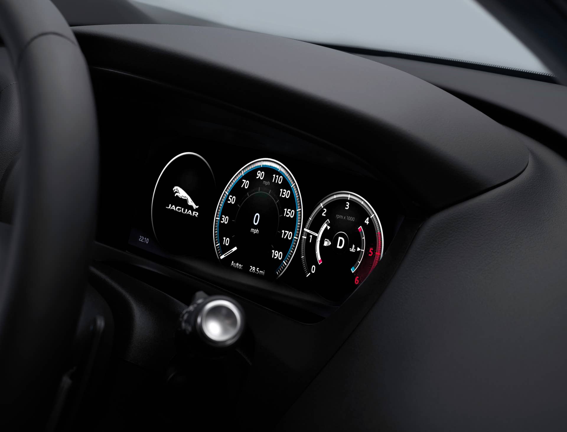 speedometer tach instruments jaguar f-pace logo