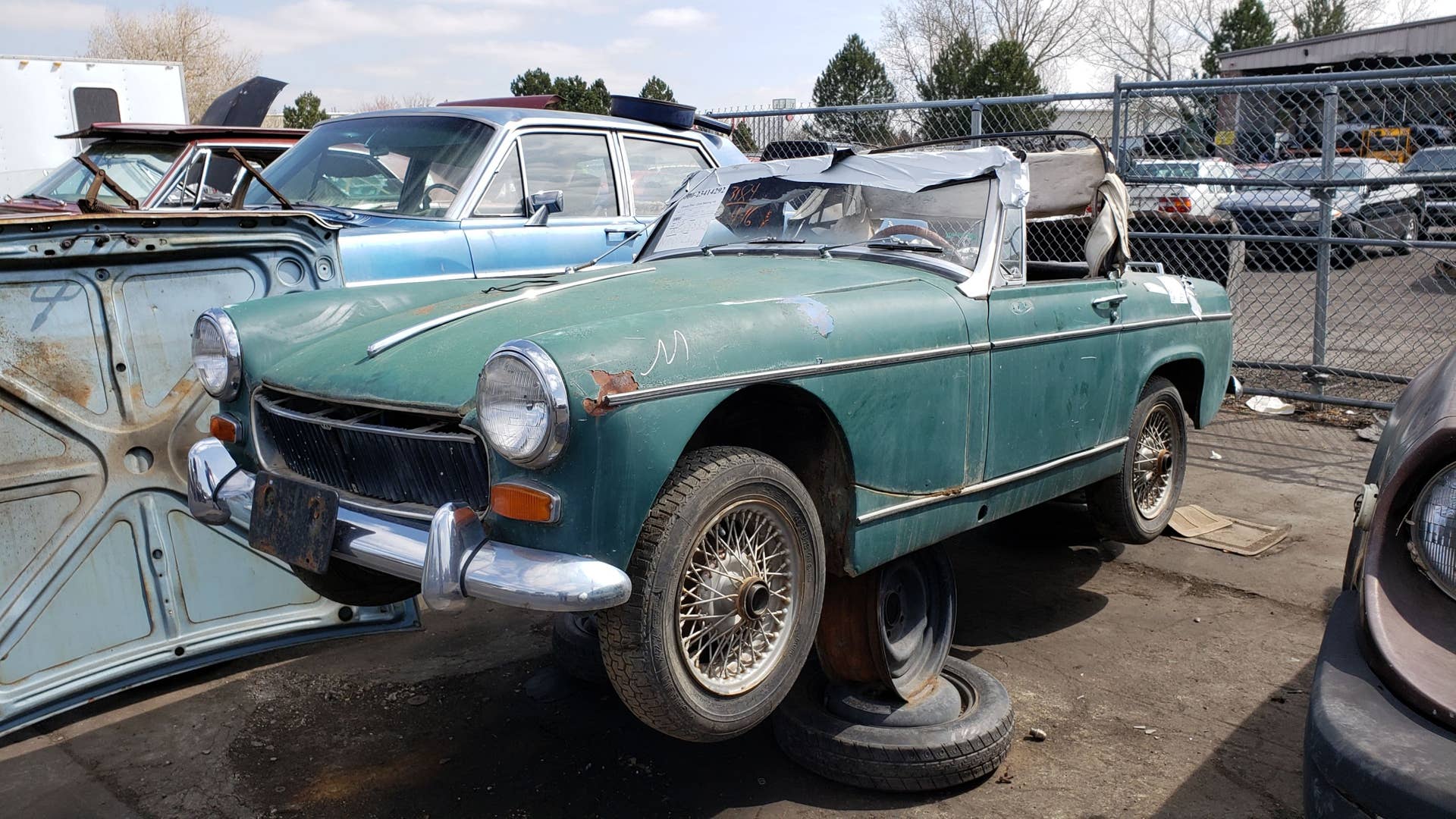 1967 MG Midget in Colorado wrecking yard