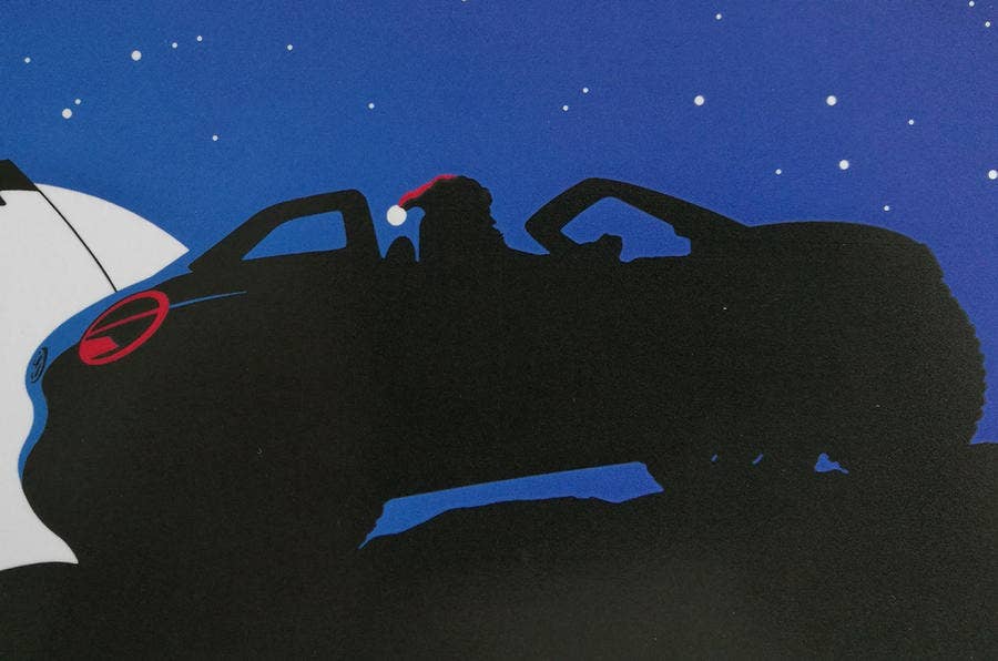 A VW Christmas card previews a possible EV based on the Meyers Manx dune buggy