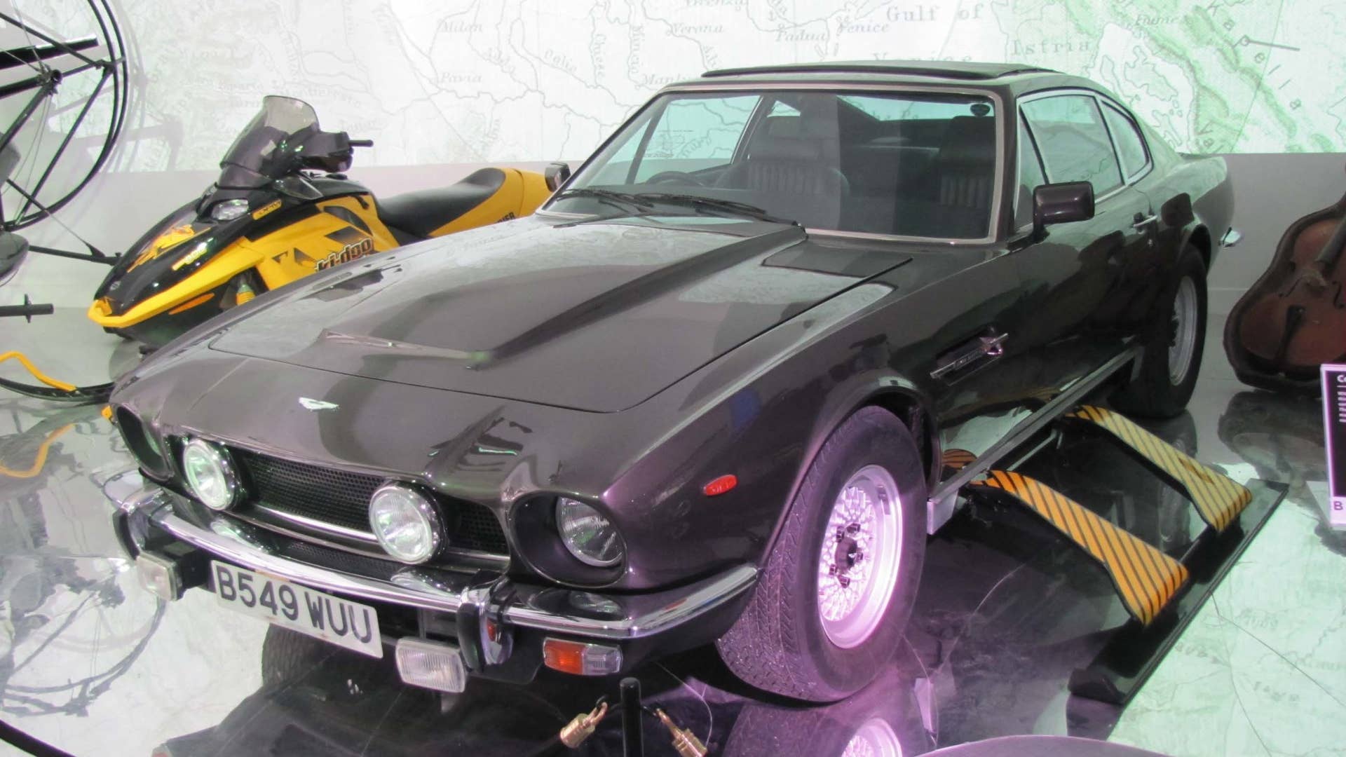 The Vantage starts the film as a Volante convertible then is (absolutely nonsensically) "winterized" to include outrigger skis, tire spikes, lasers in the wheel hubs, a rocket afterburner and missiles behind the driving lights.