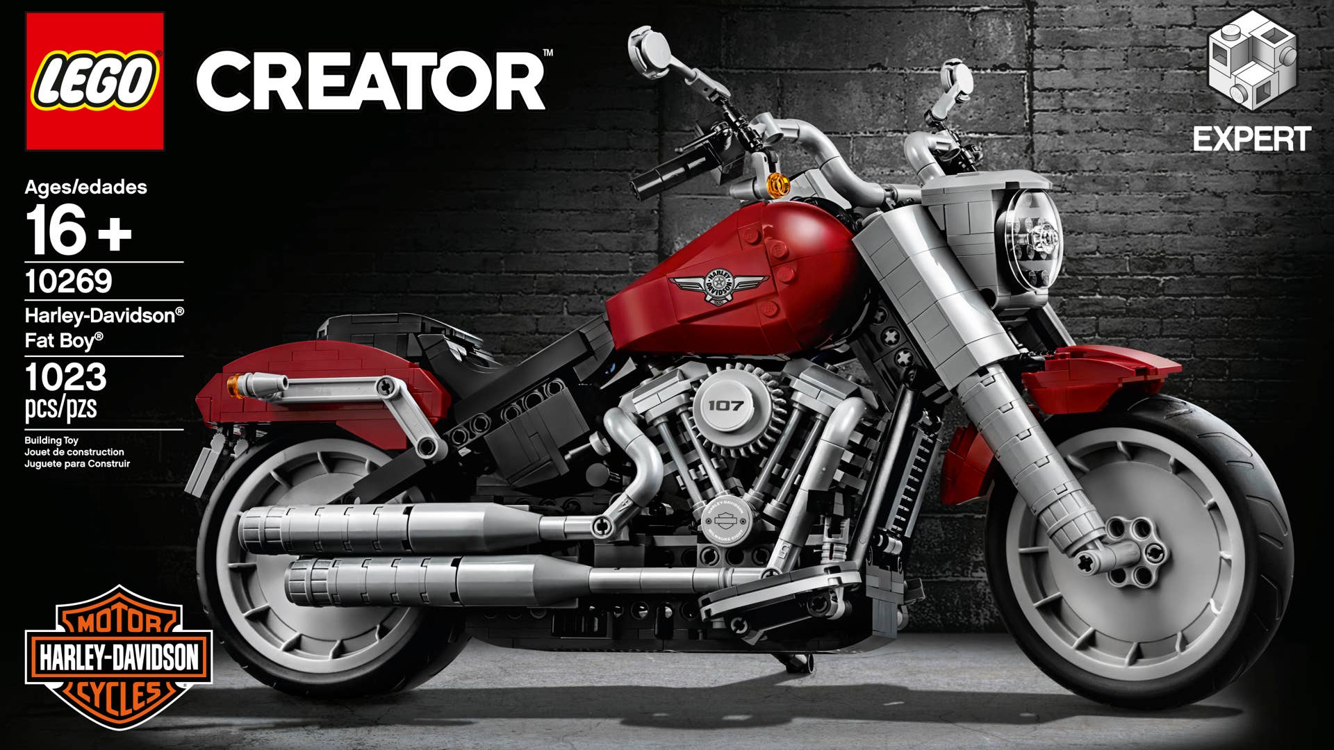 2019 Harley-Davidson Fat Boy Lego kit box