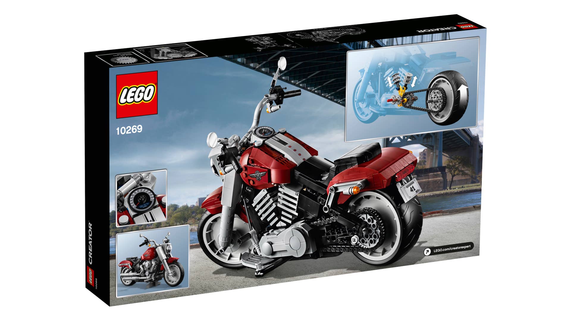 2019 Harley-Davidson Fat Boy Lego kit rear of box