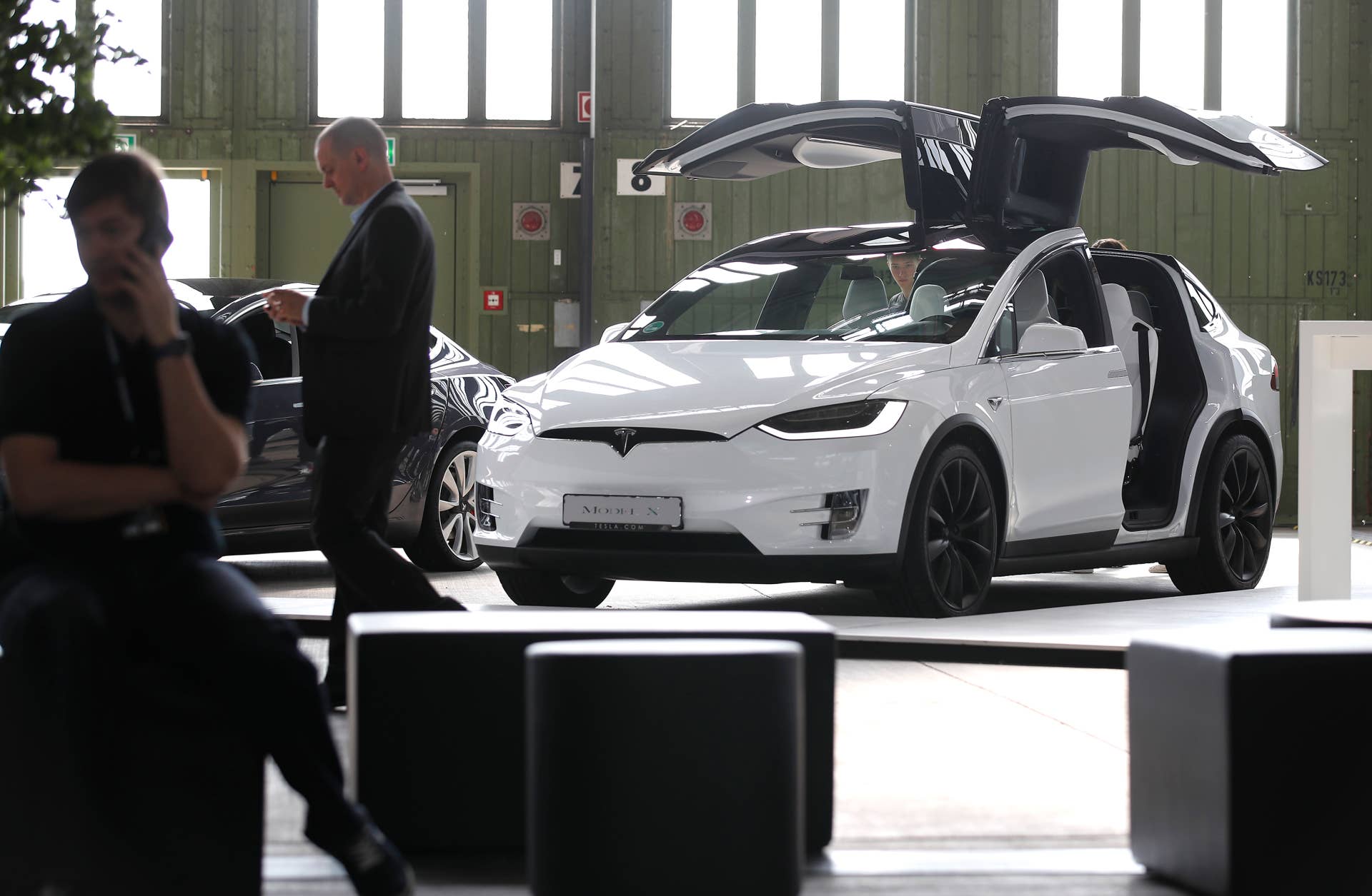 BERLIN, GERMANY - MAY 24: A Tesla Model X automobile is seen during day 2 of the Greentech Festival at Tempelhof Airport on May 24, 2019 in Berlin, Germany. The Greentech Festival is the first festival to celebrate green technology and to accelerate the shift to more sustainability. The festival will take place from 23 to 25 May 2019 on the grounds of the former airport Berlin Tempelhof. (Photo by Axel Schmidt/Getty Images for Greentech Festival)