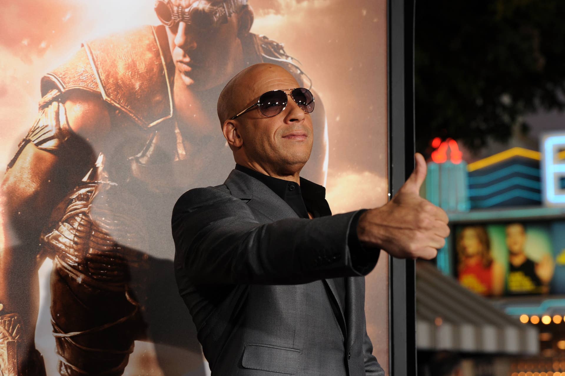 WESTWOOD, CA - AUGUST 28: Actor Vin Diesel attends the premiere of Universal Pictures' 'Riddick' at Mann Village Theatre on August 28, 2013 in Westwood, California