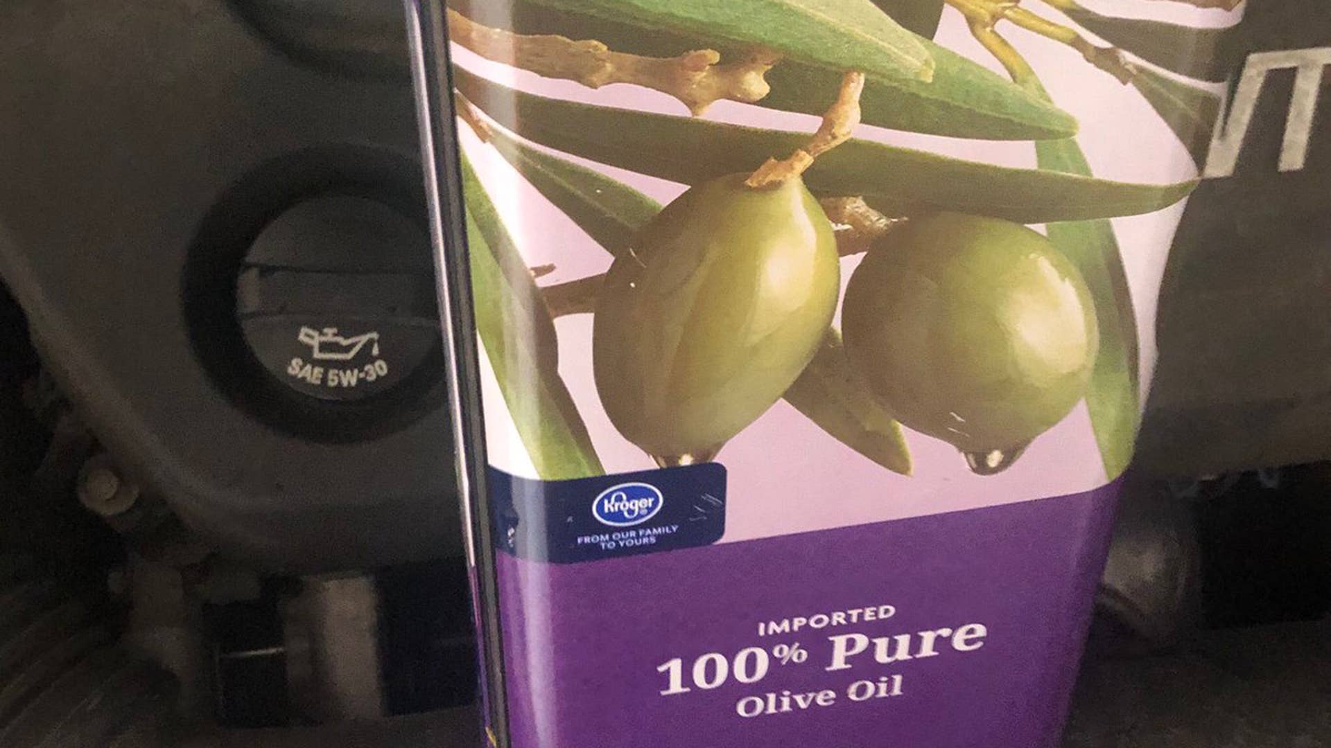 Dads are likely to freak if their kids send a photo of olive oil in reference to changing car oil.