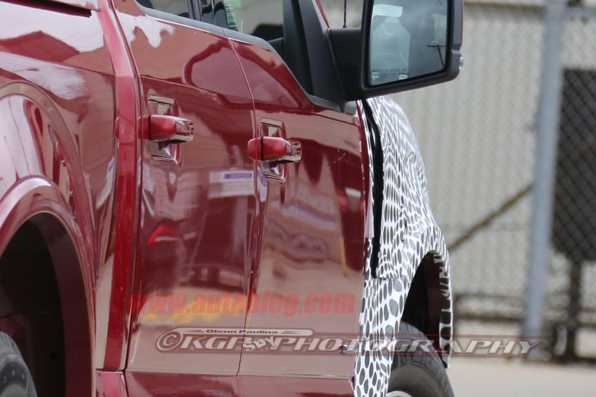 red 2018 ford f-150 spy shots fender vent