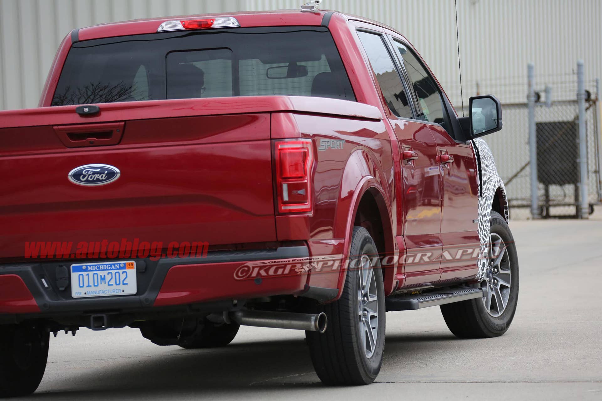 red 2018 ford f-150 spy shots fender detail