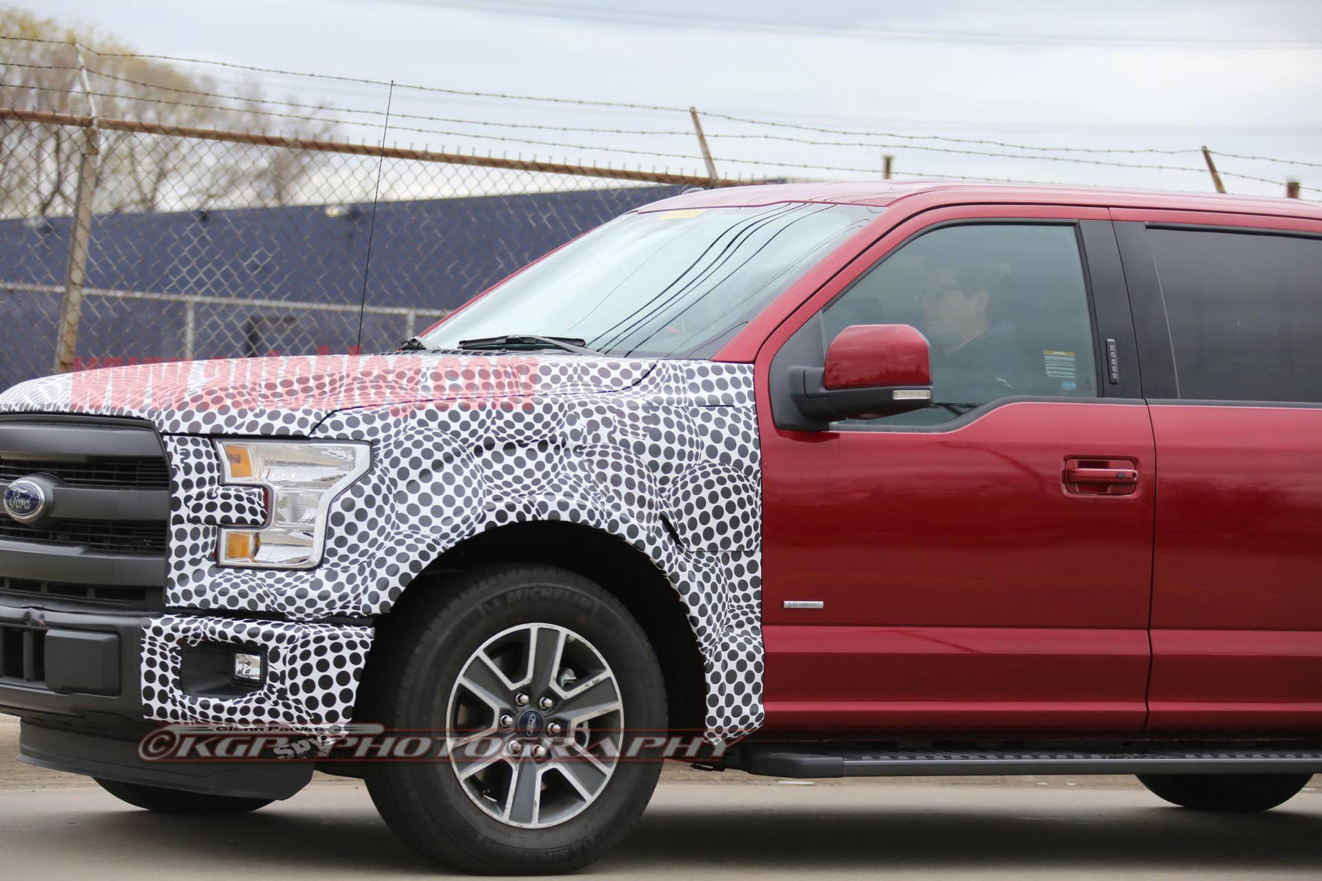 red 2018 ford f-150 spy shots detail