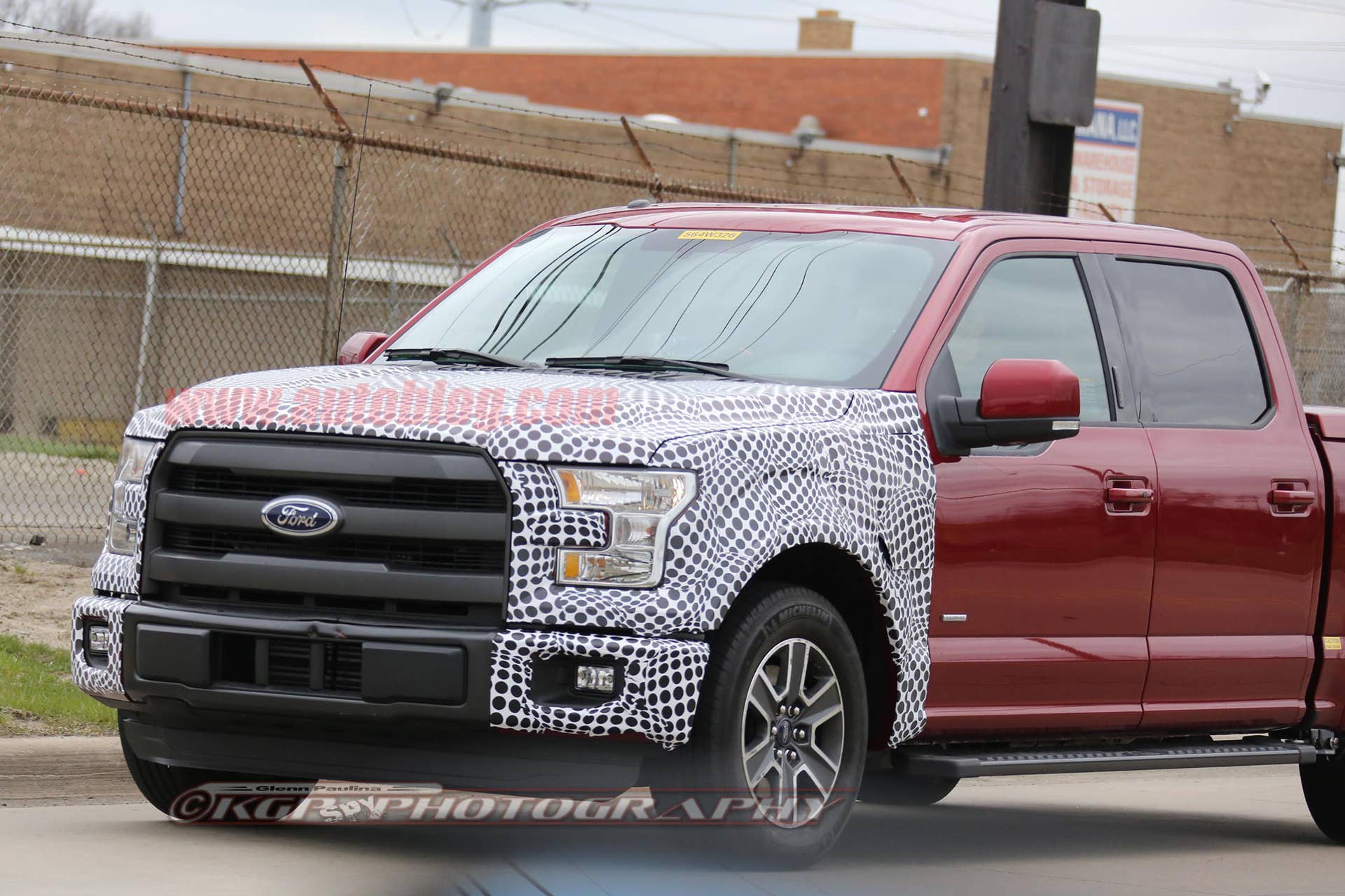 red 2018 ford f-150 spy shots front detail
