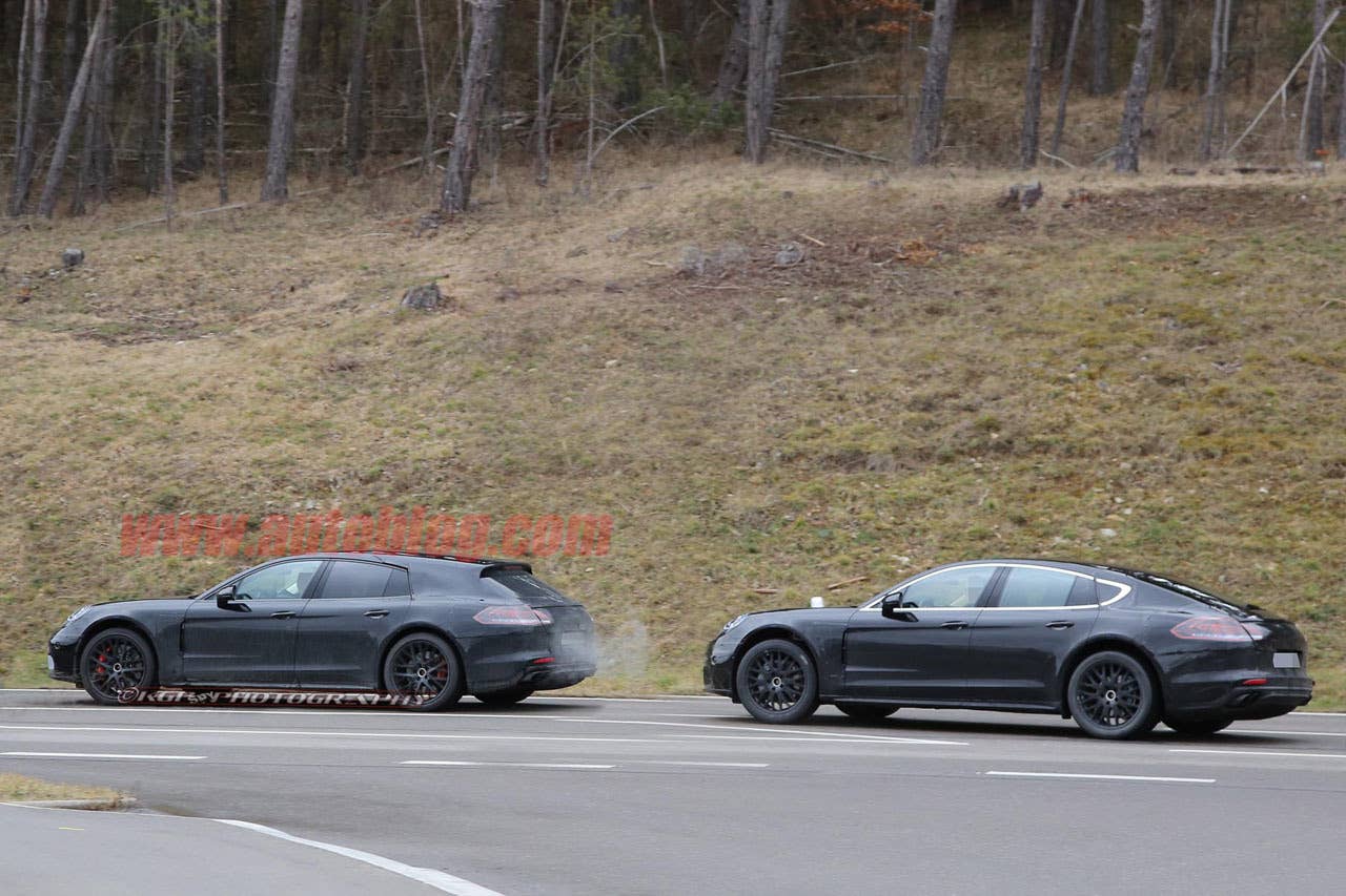 porsche panamera sport turismo spy shots with sedan