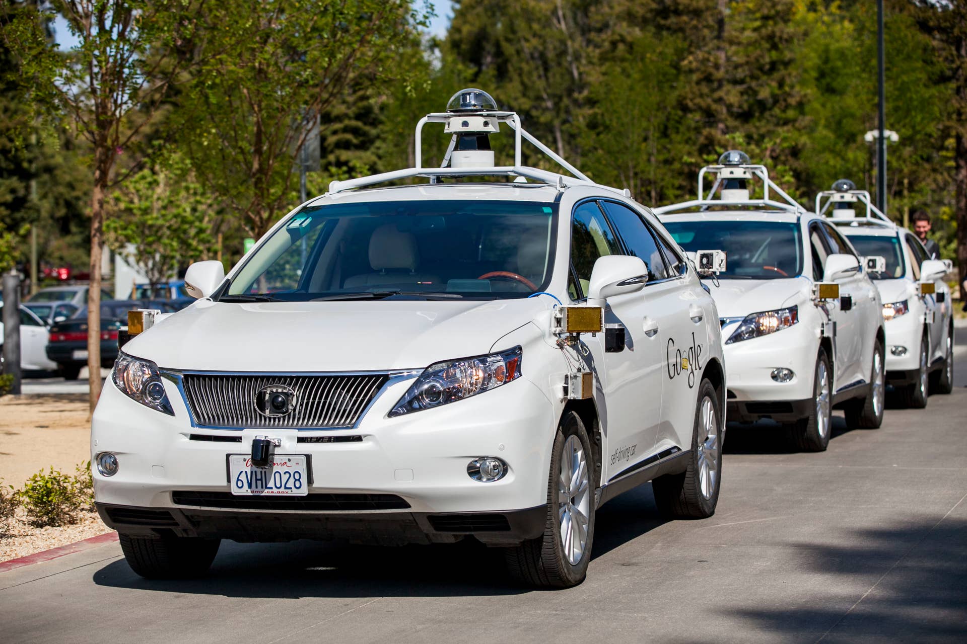 Scenes of daily life at Google X in Mountain View, California. A Google self driving SUV on the streets of Mountain View, California. (Photo by Kim Kulish/Corbis via Getty Images)
