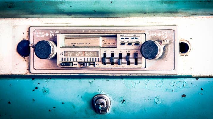 old car radio in vintage car