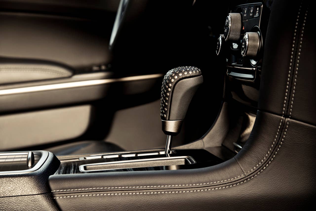 2013 Chrysler 300C John Varvatos Edition shift lever detail (preproduction trim)