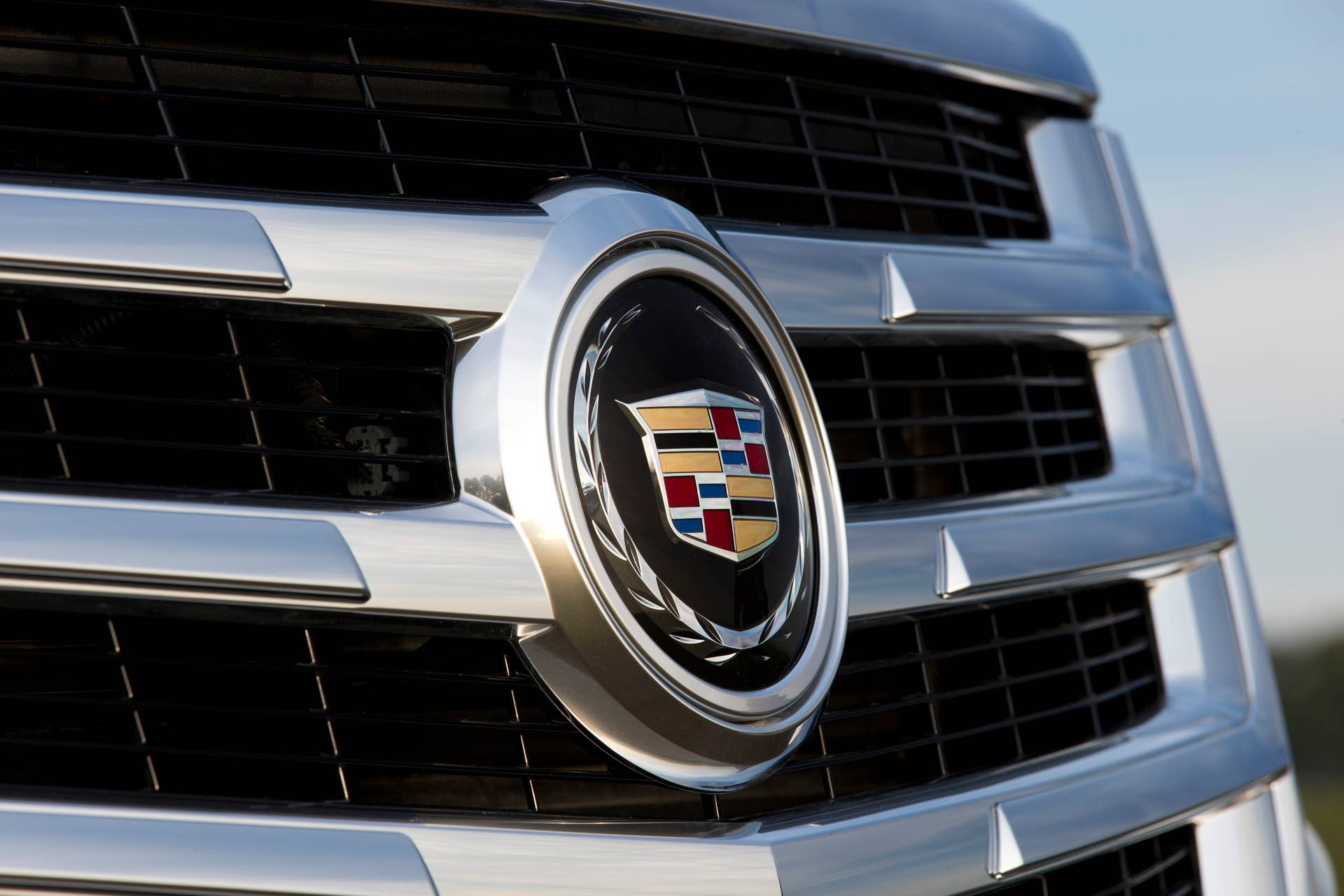 2015 Cadillac Escalade; the highly detailed Galvano chrome grille with an almost brushed appearance; Bluffton, South Carolina; April 2014