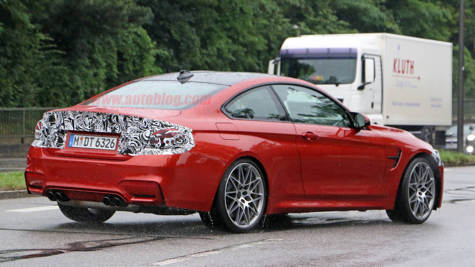 BMW M4 Facelift Spy Shots Three Quarter Rear Exterior