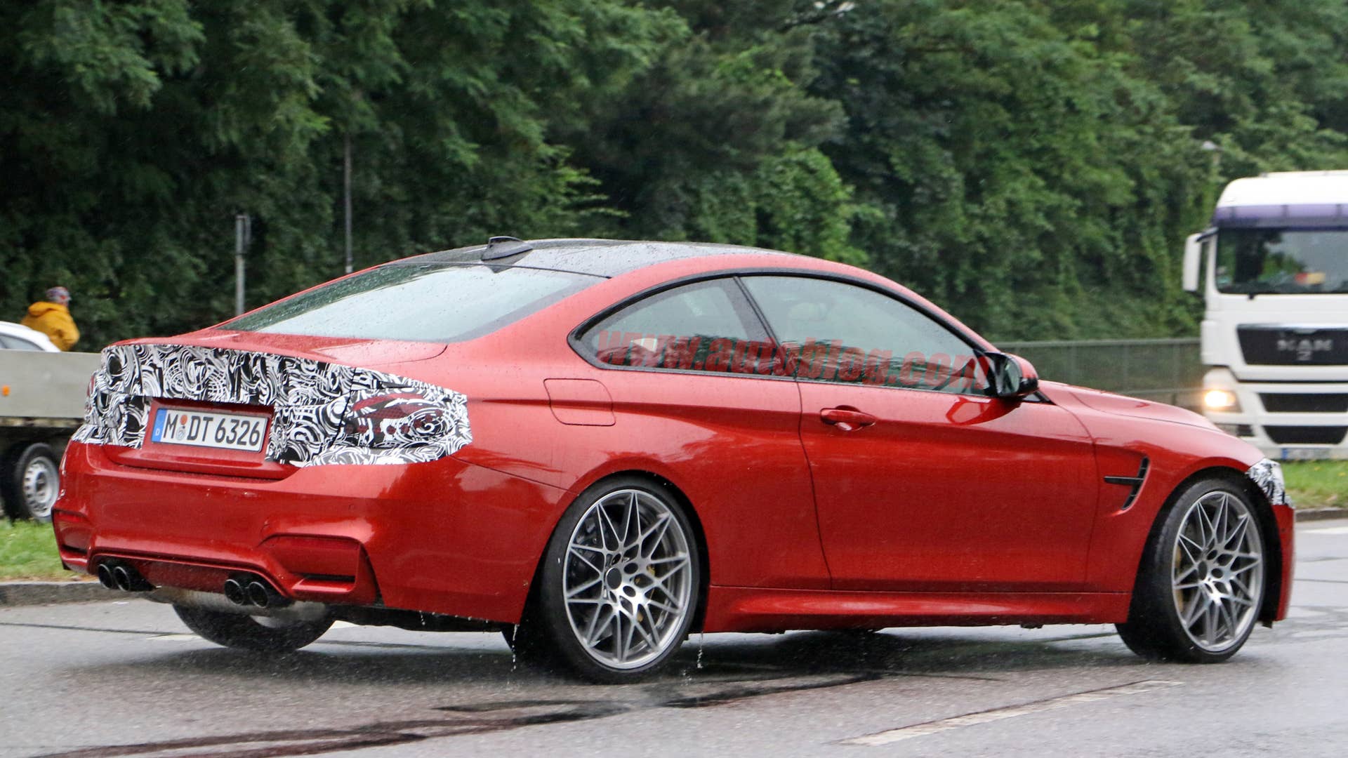 BMW M4 Facelift Spy Shots Three Quarter Rear End Exterior
