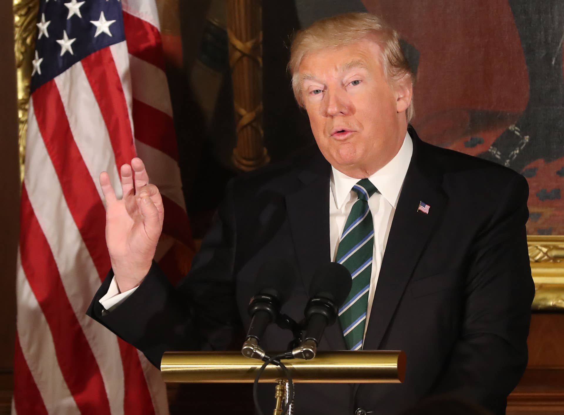 File photo dated 16/03/17 of US President Donald Trump, who will mark his 100th day in office on Saturday April 29.