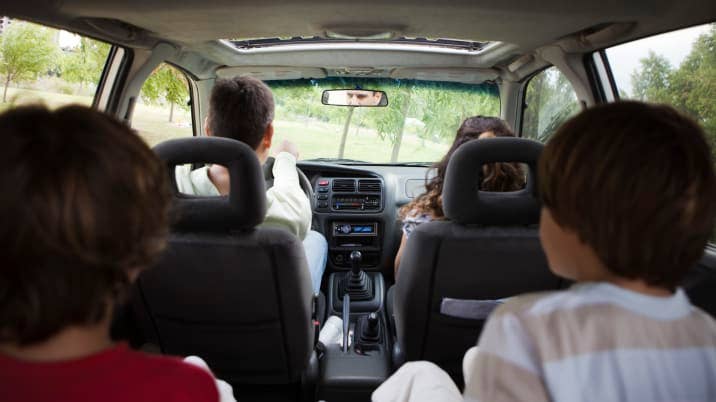 Family riding together in car