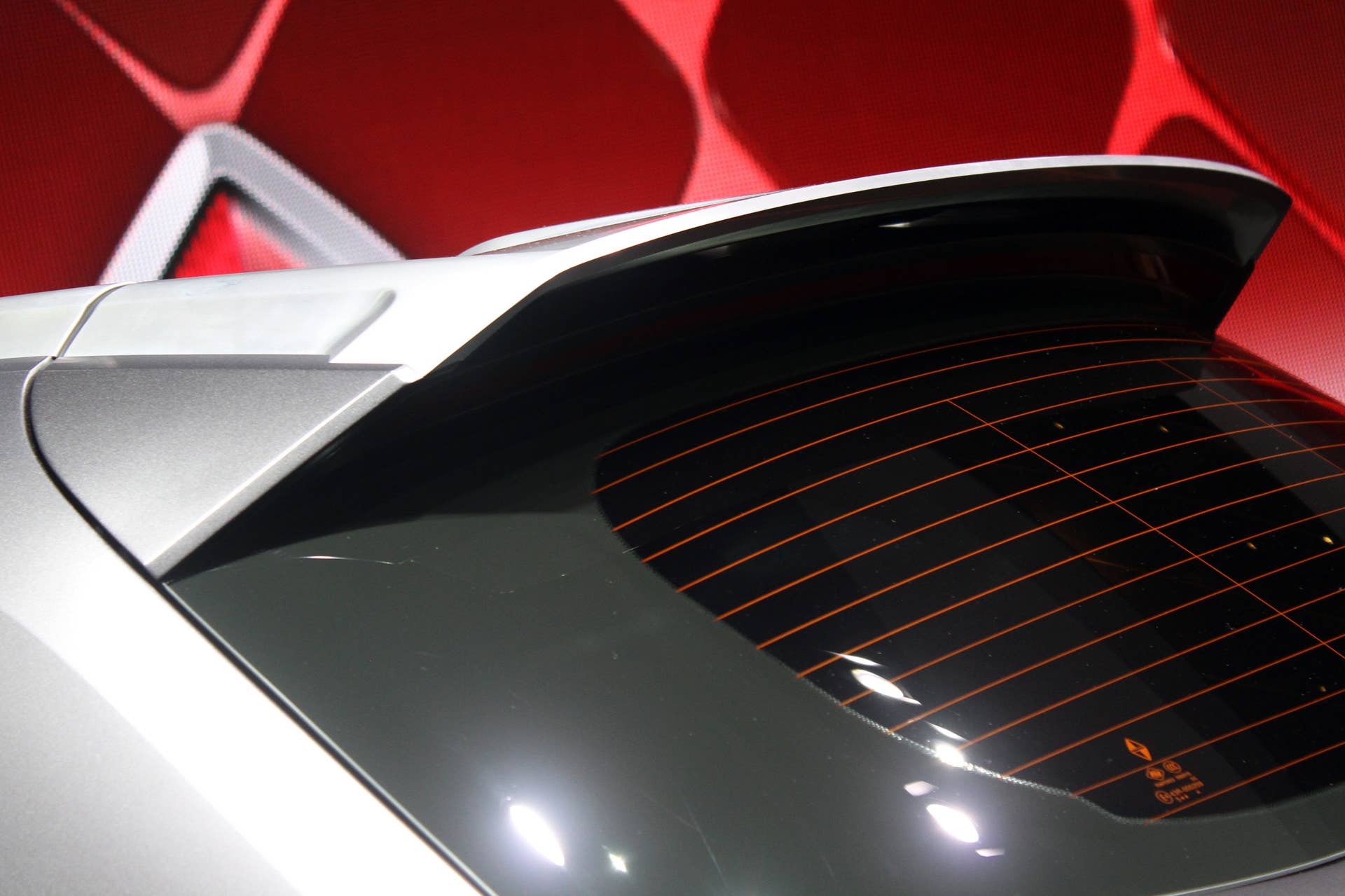 The Borgward BX7 TS, resurrecting the Borgward brand name after 50 years, unveiled at the 2015 Frankfurt Motor Show, rear spoiler detail.