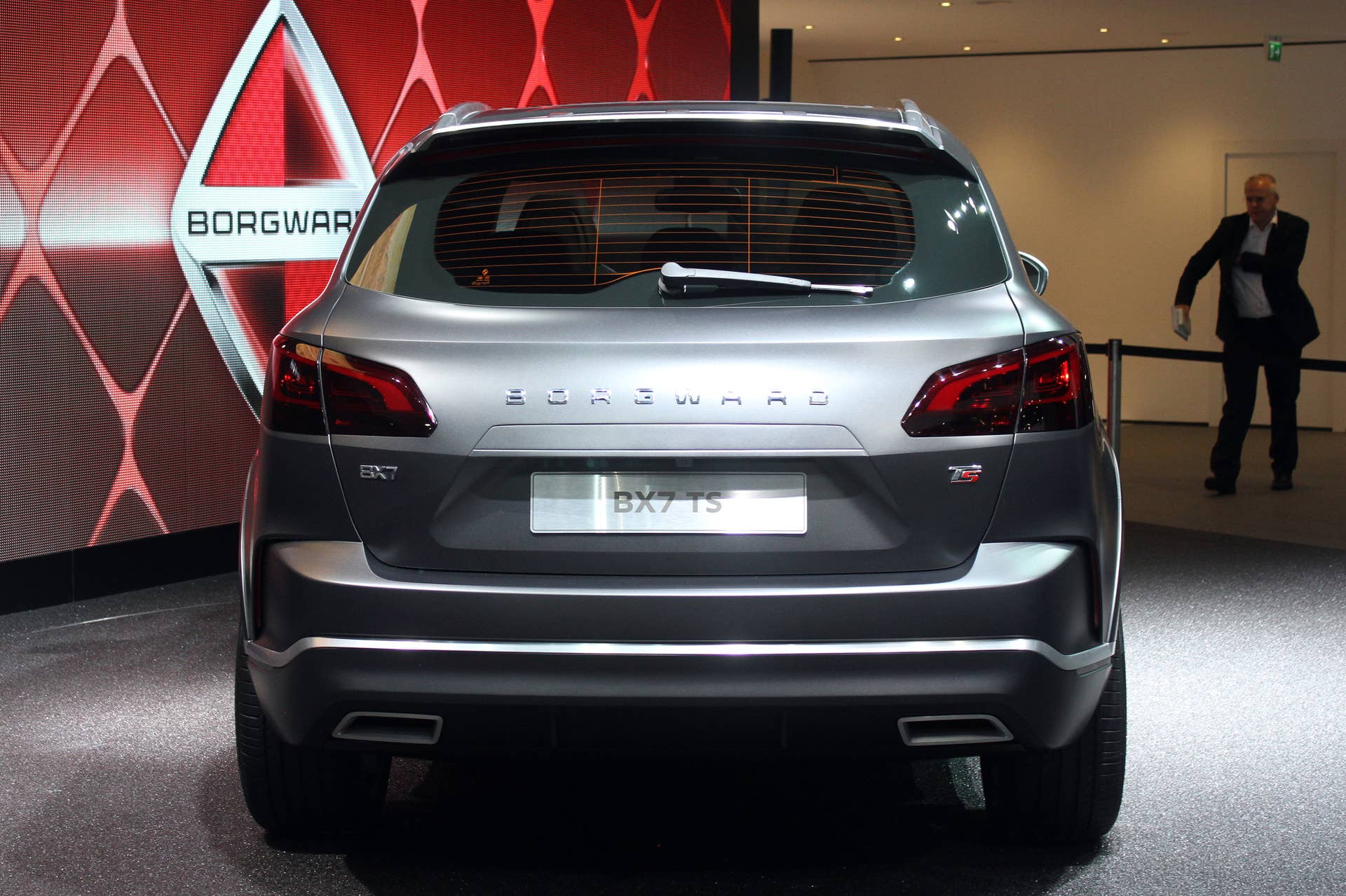 The Borgward BX7 TS, resurrecting the Borgward brand name after 50 years, unveiled at the 2015 Frankfurt Motor Show, rear view.
