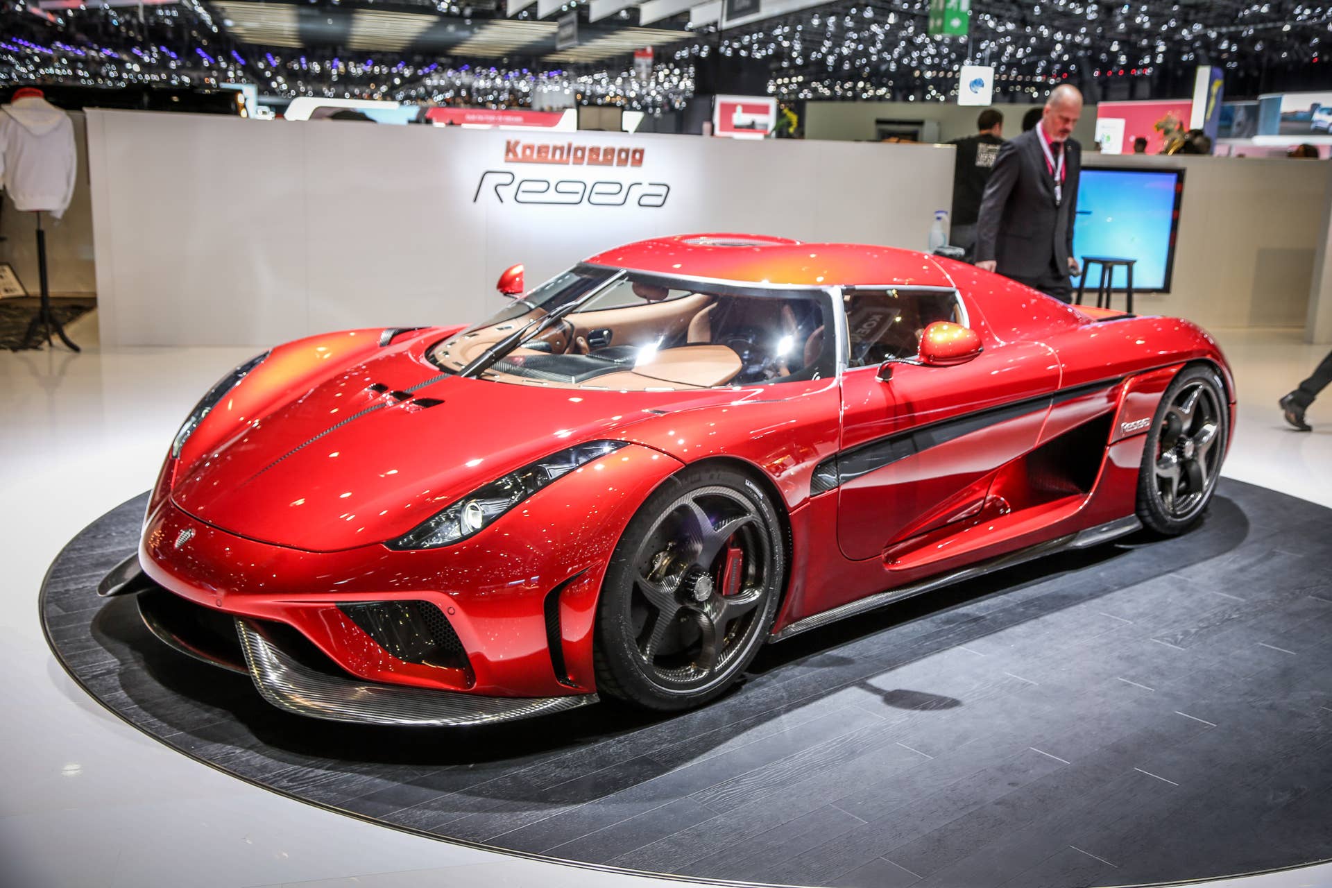 The Koenigsegg Regera on display at the 86th Geneva International Motorshow at Palexpo in Switzerland, March 2, 2016. (Photo by Gerlach Delissen/Corbis via Getty Images)
