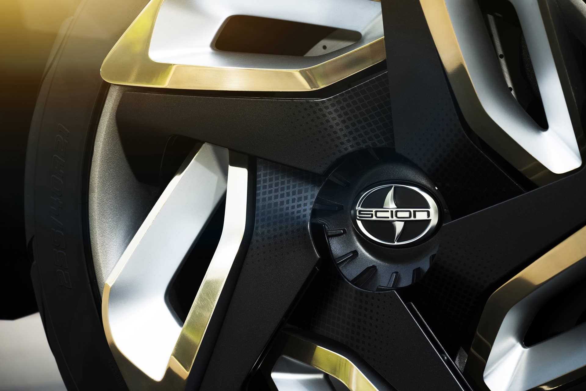 The Scion C-HR concept shown off in red for the LA Auto Show, wheel detail.