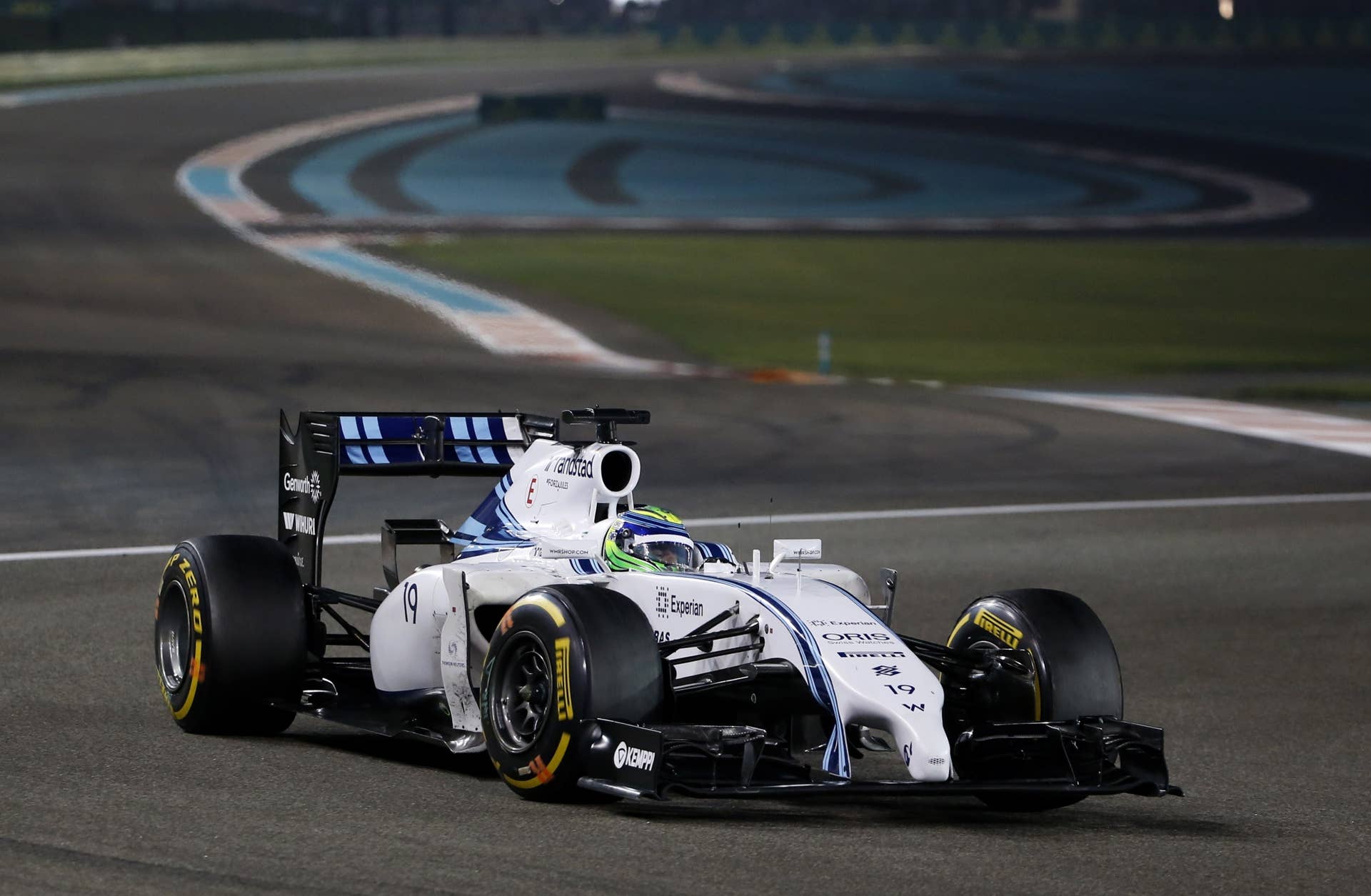 Williams' Brazilian driver  Felipe Massa  races during the Abu Dhabi Formula One Grand Prix at the Yas Marina circuit on November 23, 2014.    AFP PHOTO / KARIM SAHIB        (Photo credit should read KARIM SAHIB/AFP/Getty Images)