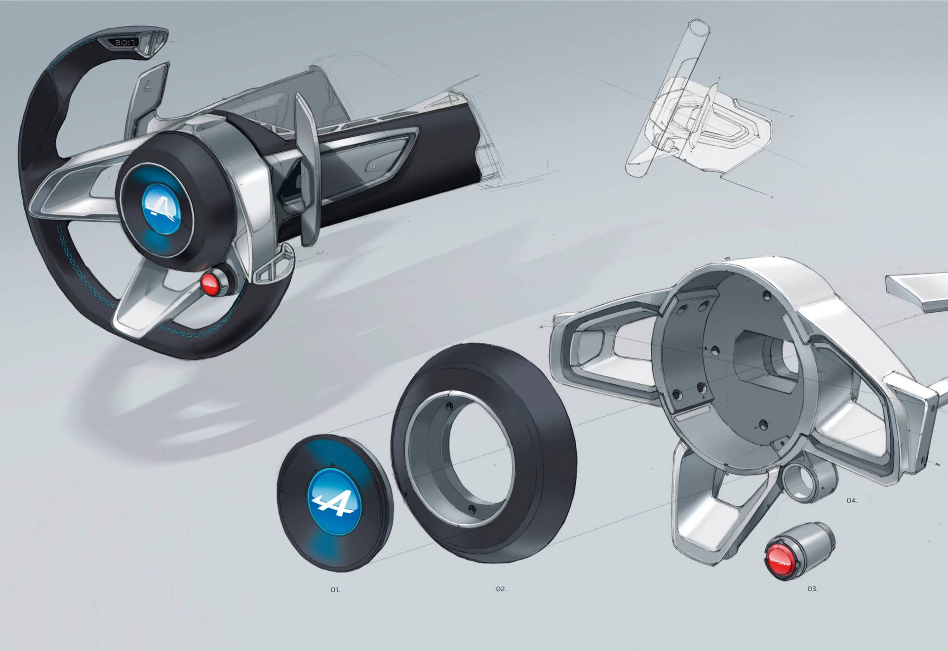 Alpine Vision steering wheel rendering