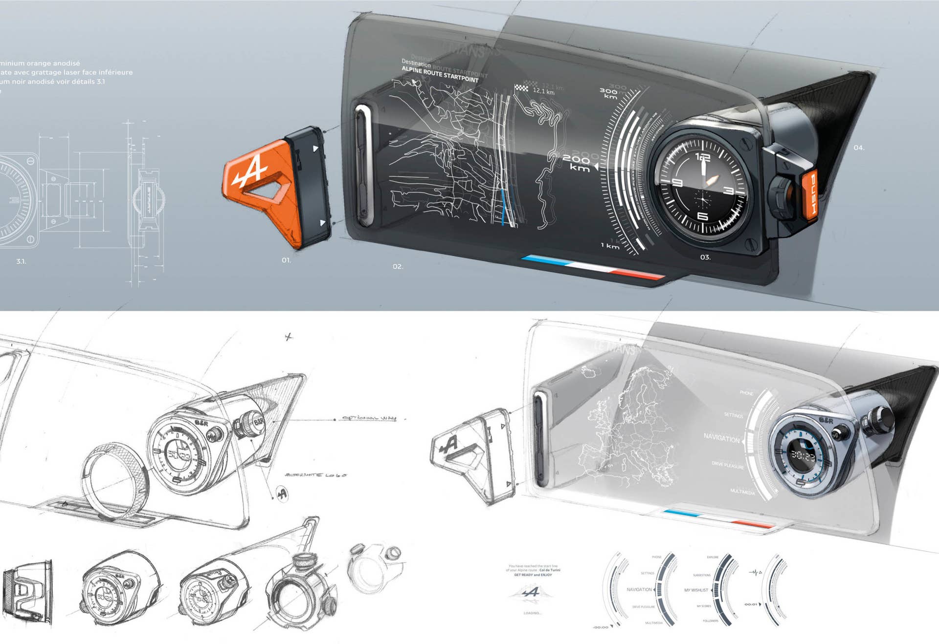 Alpine Vision interior component sketch