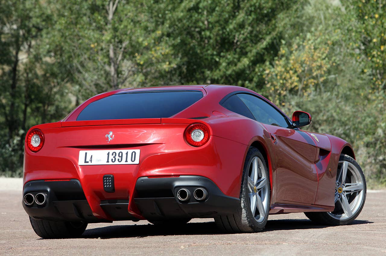 2013 Ferrari F12 Berlinetta rear 3/4 view