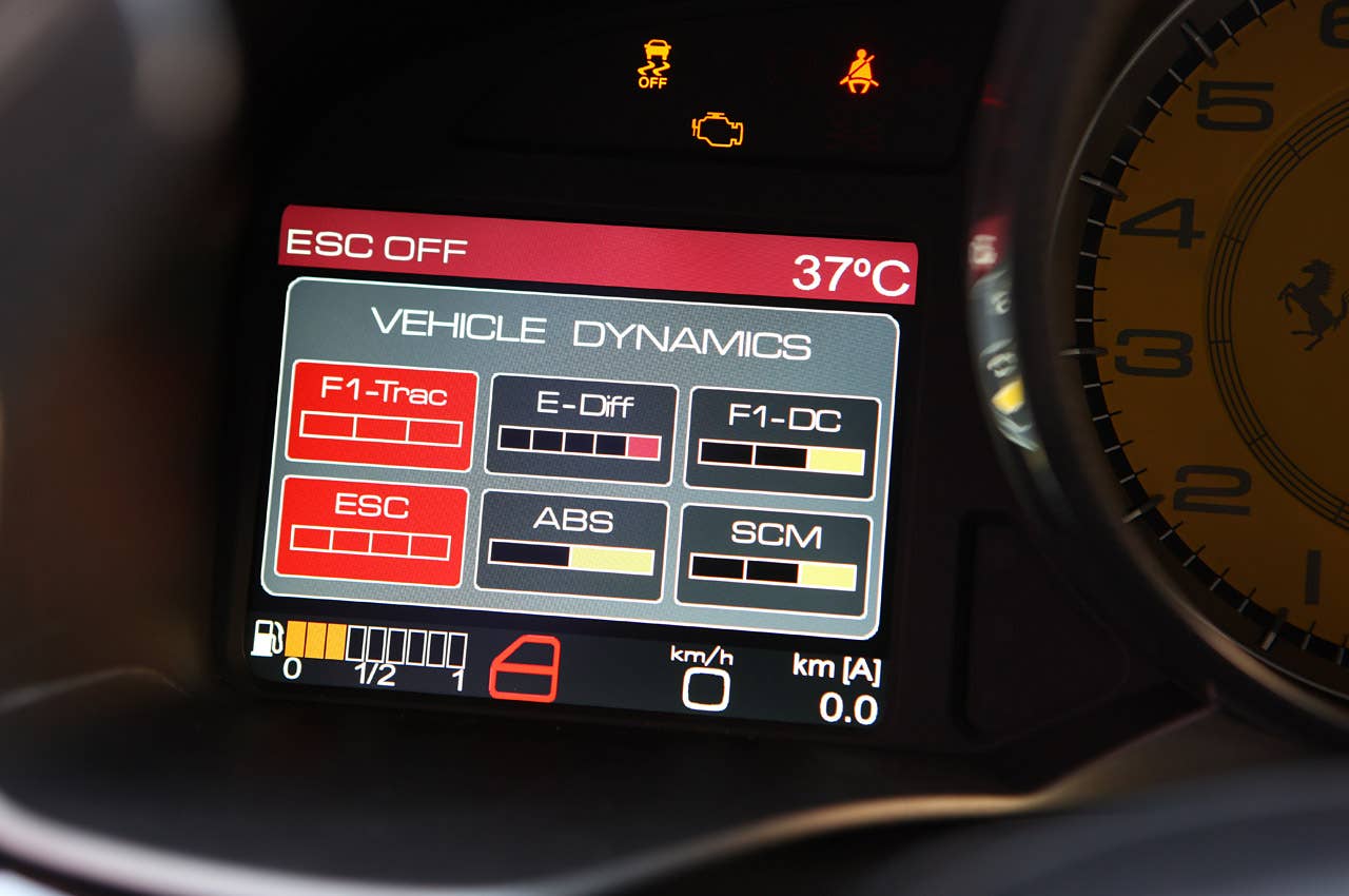 2013 Ferrari F12 Berlinetta vehicle dynamics display